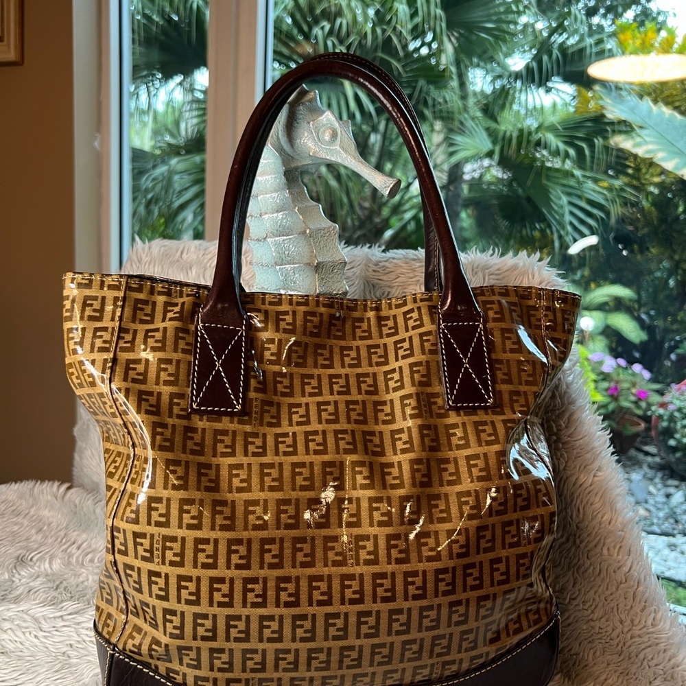 Fendi Gold and Brown Tote Bag